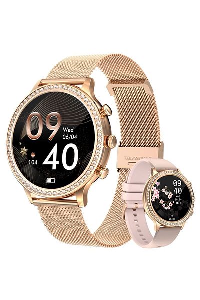 Choice rose and Apricot LIGE Fashion Smart Watch For Lady Bluetooth Call Blood Pressure DIY Custom Dial Spo