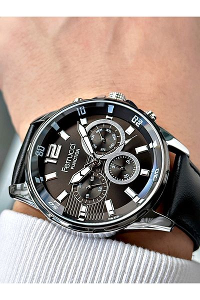 Ferrucci Men's Wristwatch - 3 Atm Waterproof, Functional Leather Cord