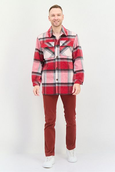 Asos Design Men Oversized Checkered Jacket Shirts, Red