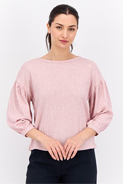 89th + Madison Women Round Neck Knitted Sweater, Light Pink