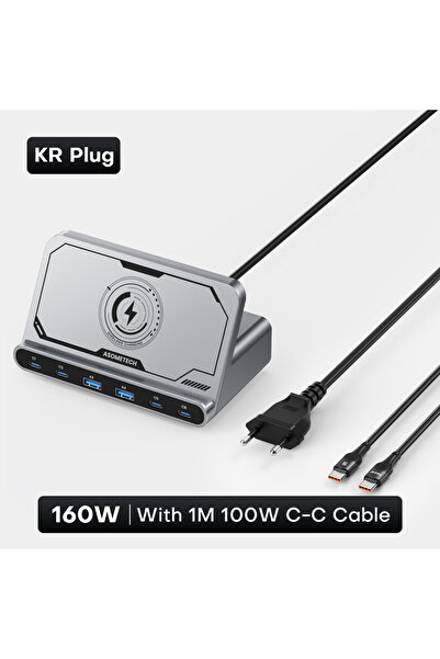 Choice KR مع كابل 100 واط ASOMETECH 160 واط محطة شحن USB لاسلكية 7 في 1 65 وا...