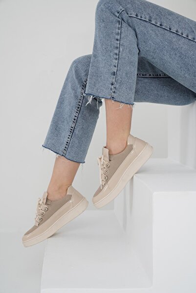 Beyond Beige Patent Leather Sneaker Byndk96 Women's Fashion Shoes