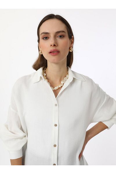 Refka Μακρύ Basic Tunic με Muslin Fabric - Λευκό - Refka