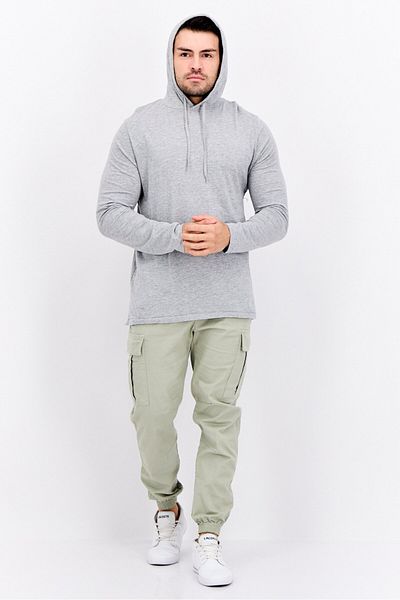 French Connection Men Hooded Brand Logo Long Sleeves Sweatshirt, Light Grey