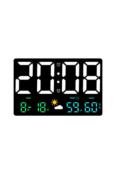 Choice Colorful Light High-Definition Large-Screen Wall Clock Temperature and Humidity Display Weather Cloc