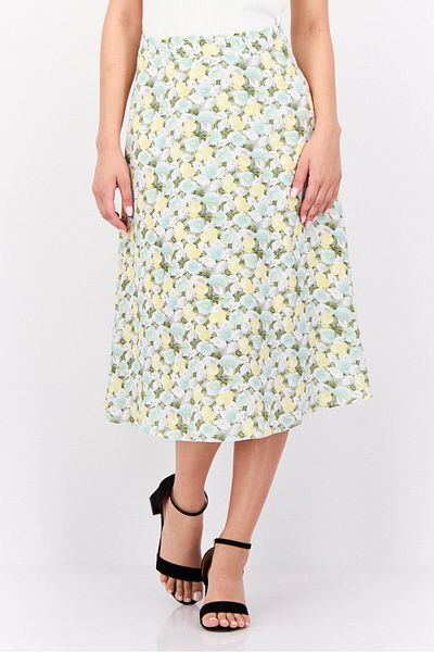 Steve Madden Women Floral Print Midi Skirt, Multicolor
