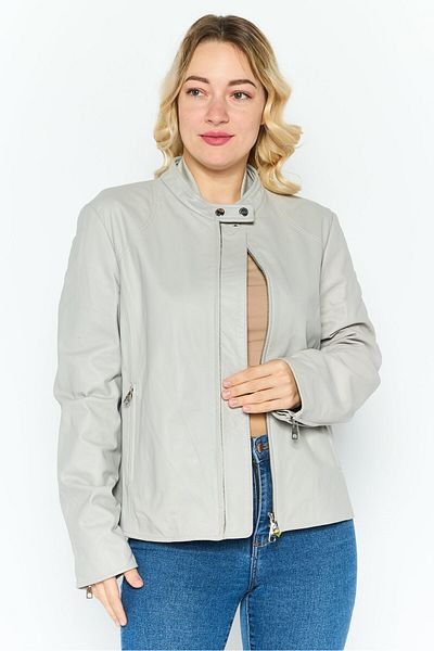 Emporio Armani Women Solid Motorcycle Jacket, Grey
