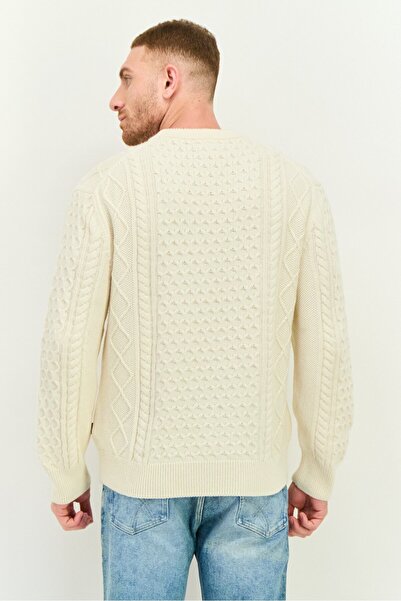 Gant Men Crew Neck Knitted Sweater, Cream