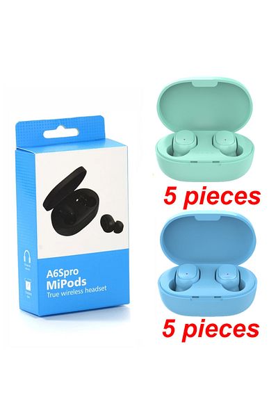 Choice 5 Blue 5 Green 10Pcs Wholesale A6S TWS Wireless Headphones Bluetooth Earphone 5.0 Stereo Headset Ear
