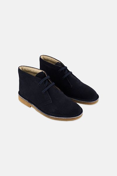 CLARKS Kids Boy Wide Lace Up Ankle Boots, Navy