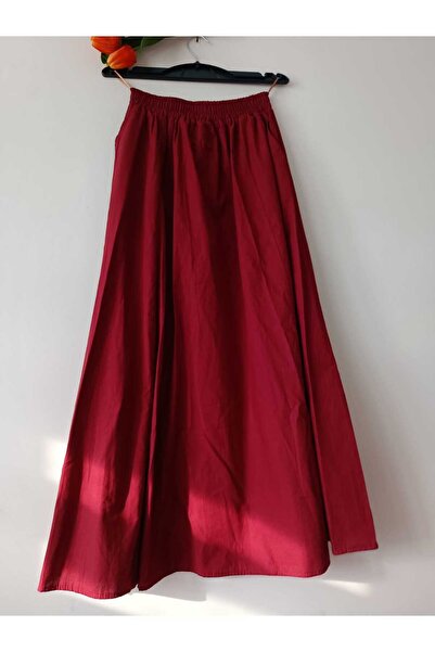 ZF BUTİK Langer Rock aus Popeline-Stoff - Filettasche und ungefüttert