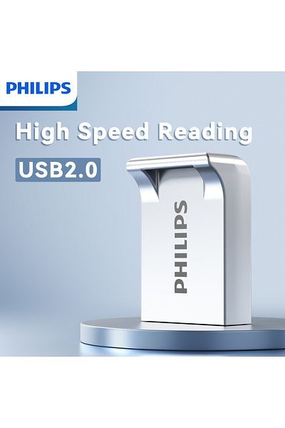 Philips محرك أقراص فلاش USB صغير الحجم من Philips فضي اللون بسعة 16 جيجابايت و64 جيجابايت و32 جيجابايت و16 جيجابايت و8 جيجابايت ومحرك أقراص ذاكرة عالي السرعة