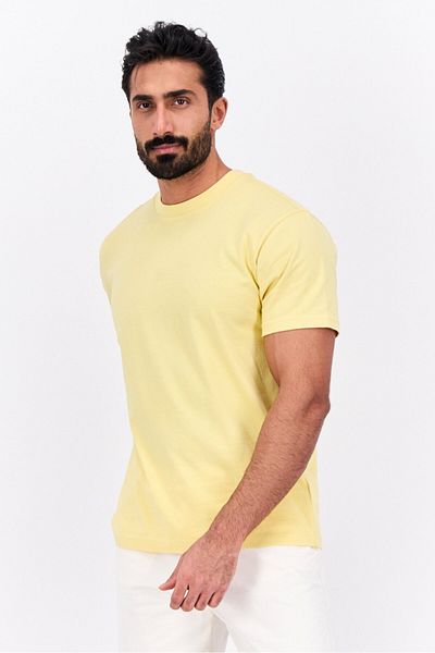 GAP Men Crew Neck Short Sleeve Plain T-Shirts, Yellow