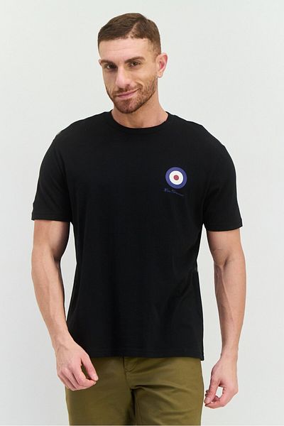 Ben Sherman Men Crew Neck Short Sleeves Brand Logo T-shirt, Black