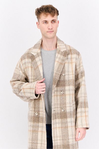 Asos Design Men Oversized Checkered Longline Trench Coat, Multicolor