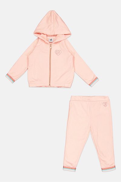Body Glove Toddlers Girl 2 Pieces Long Sleeves Sweatshirt And Pants Set, Light Pink