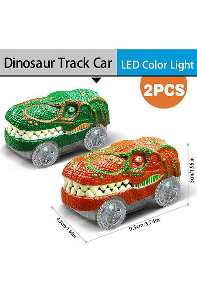 Choice 2 PCS Dino car Magic Climbing Electric Dinosaur Car Track Railway Toy Car Set Bend Flexible Race Tra