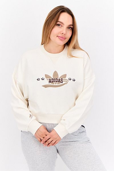 adidas Women Sportswear Fit Long Sleeves Outdoor Sweatshirt, Off White
