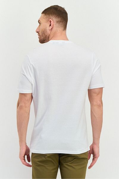 Ben Sherman Men Crew Neck Short Sleeves Brand Logo T-shirt, White