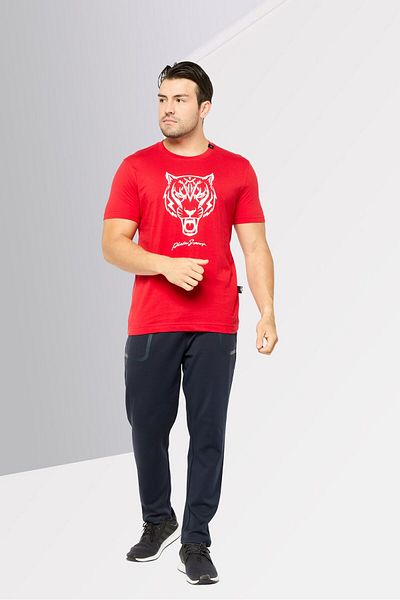Plein Sport Men Sportswear Fit Short Sleeves Outdoor T-shirt, Red