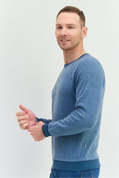 Feat Men Crew Neck Solid Long Sleeves Sweatshirt, Slate Blue