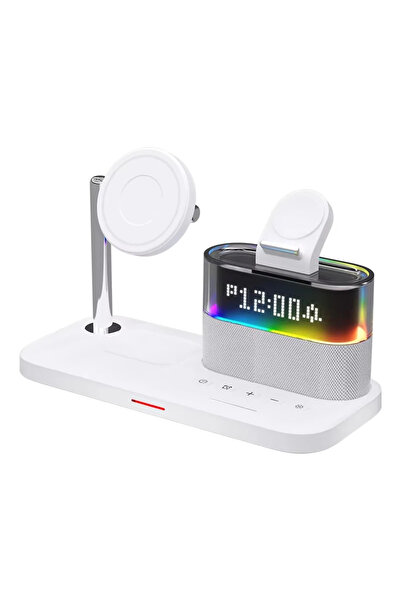 Choice حامل شاحن لاسلكي مغناطيسي VIKEFON NO Qi2 أبيض 5 في 1 مزود بإضاءة ليلية...