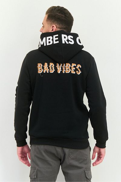 Members Only Men Hooded Embroidered Long Sleeves Sweatshirt, Black