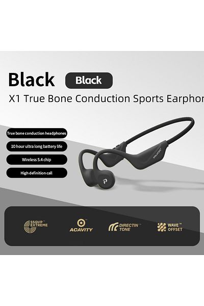 POLVCDG Dark Night Black-32g X1 Bone Conduction Cycling Earphones 32gb Memory Bluetooth 5.4 Open Run