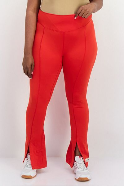 The Giving Movement Women Solid Pull On Flared Leg Leggings, Red