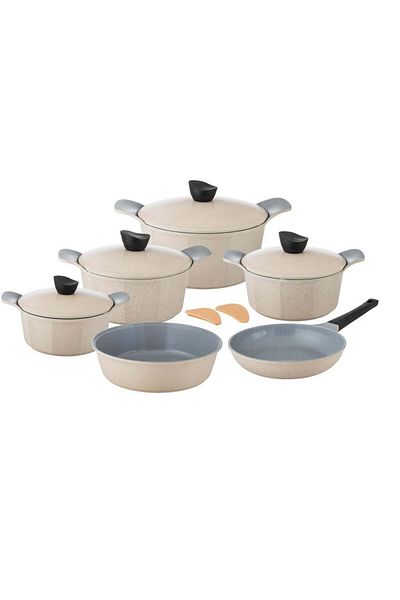 Lahoya Joel Granite Cookware Set 12 Pieces Beige Color