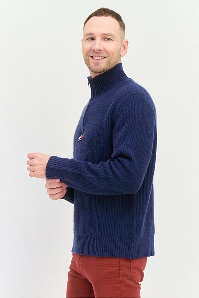 Tommy Jeans Men High Neck Long Sleeves Brand Logo Sweaters, Navy Blue