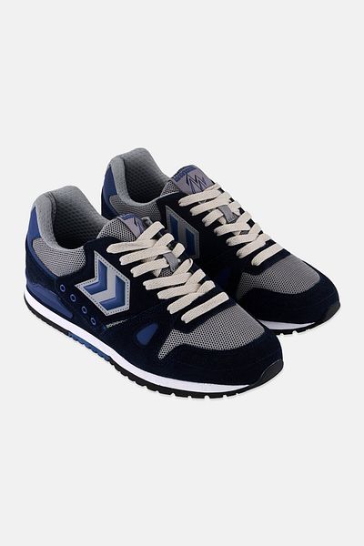 Hummingbird Men Marathona Suede Lace Up Running Shoes, Navy