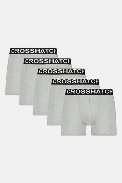 Crosshatch Men 5 Pieces Brand Logo Boxer Briefs, Grey
