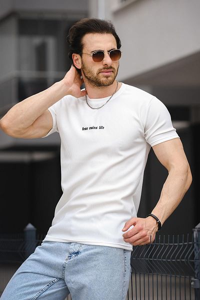 Oksit Ανδρικό μπλουζάκι Ft Fear Printed Crew Neck Lycra Slim Fit