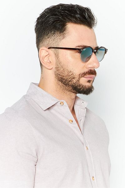 Ray-Ban نظارة شمسية دائرية للرجال 0RB4346، فضي