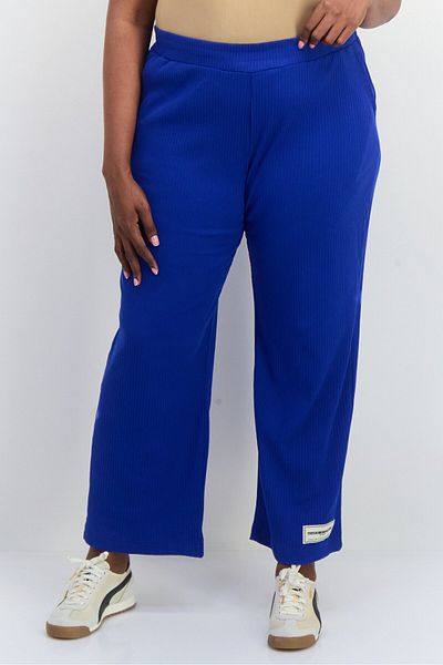 The Giving Movement Women Regular Fit Embroidered Wide Leg Pant, Blue