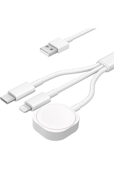 Choice كابل شحن 3 في 1 T312-A10 للهواتف المحمولة مع مدخل Lightning وشاحن لاسلكي USB-C/A لأجهزة iP