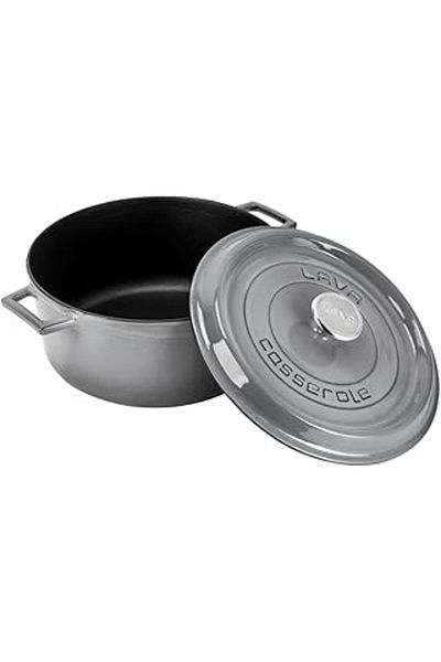 Hepta Collection Lava Metal Premium Series - Cast Round Pot, 24 Cm, Majolik Gray