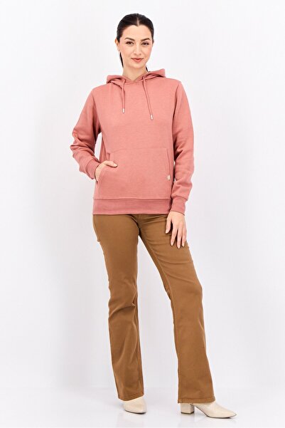 Juice Women Hooded Plain Sweatshirt, Peach