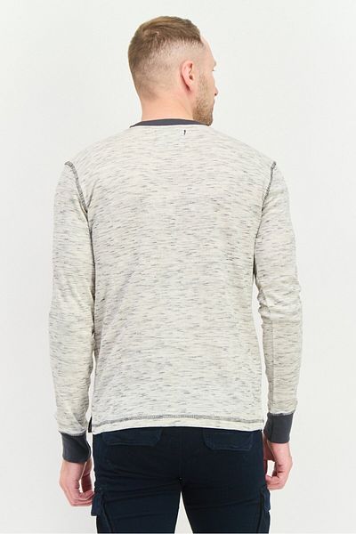 Company Eighty One Men Crew Neck Chambray Long Sleeves Sweatshirt, Cream