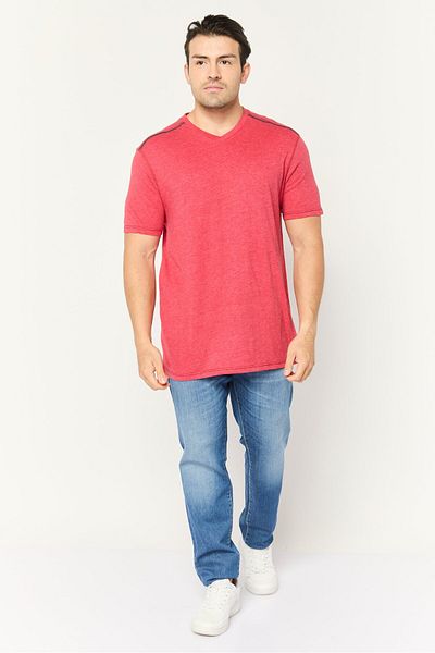 Company Eighty One Men V-neck Short Sleeve Heather T-shirt, Red