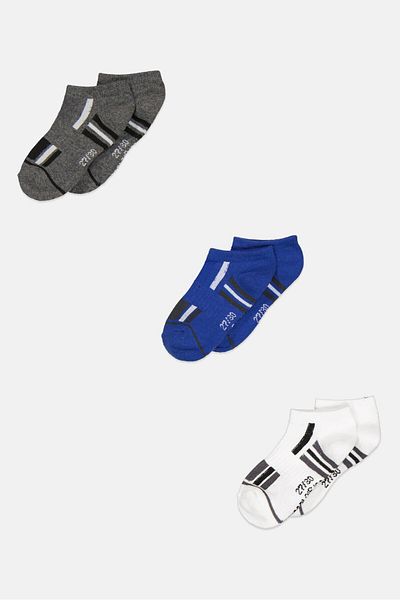 Sergio Tacchini Kids Boy 3 Pair Brand Logo Ankle Socks, Blue