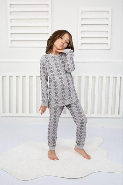 TRENDİMİZBİR Σετ Πιτζάμες Γκρι Floral Print - Μέγεθος 3-7