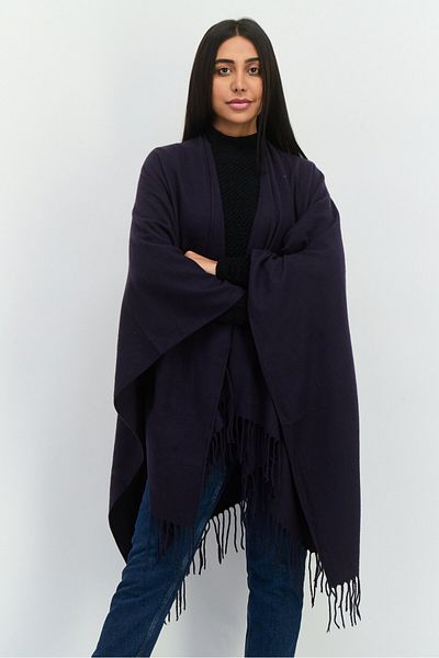 Adrienne Vittadini Women Solid Wrap Poncho, Navy