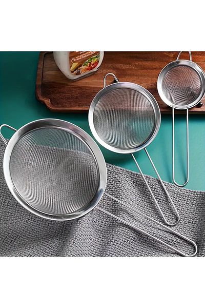 Layrol 3-Piece Stainless Wire Strainer, Brass Strainer, Steel Strainer, Metal Strainer