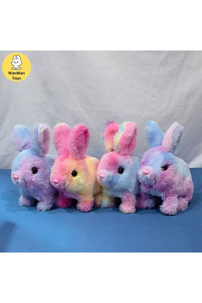Choice Multicolor Simulation Soft Fur Color Starry Sky Color Electric Cute Bunny Children Plush Interactive