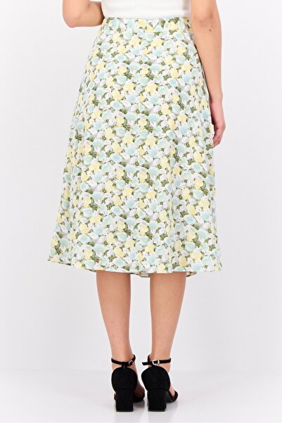 Steve Madden Women Floral Print Midi Skirt, Multicolor