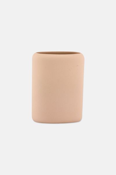 Muy Mucho Solid Ceramic Toothbrush Cup 10,8 H X 8 L X 5,2 W Cm, Rose Pink