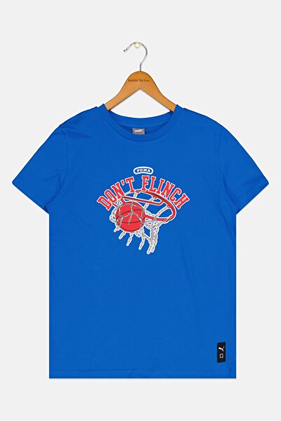 Puma تي شيرت كرة السلة الرياضي للأولاد من كيدز، باللون الأزرق