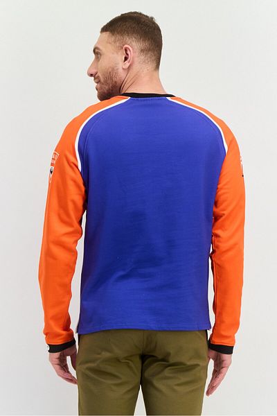 Frankie Morello Men Crew Neck Long Sleeve Graphic Sweatshirt, Blue Combo